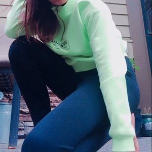 Adorable outfit - black pants with sprt sweater